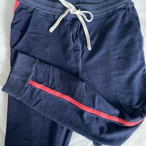 SUNDRY Navy Blue Joggers with Coral Stripe